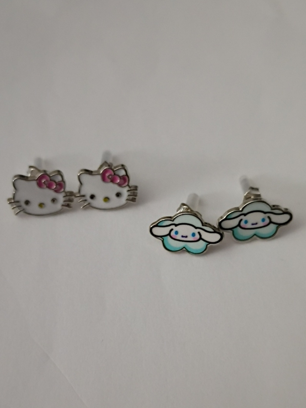 Hello Kitty & Cinnamoroll Kids Stud Earrings - White, Pink & Mint Green